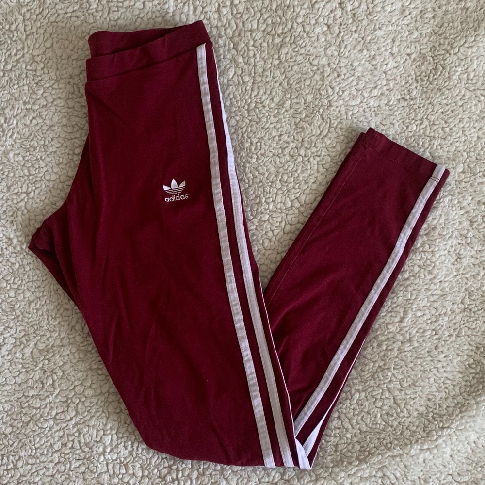 Adidas 3 Striped Legging // Burgundy